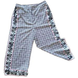 Ted Baker Wide Leg Geometric Floral Flowy Button Waist Trousers-Size 2